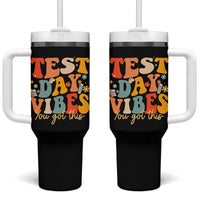 Test Day Vibes Tumbler With Handle Teacher Groovy Testing Day Exam