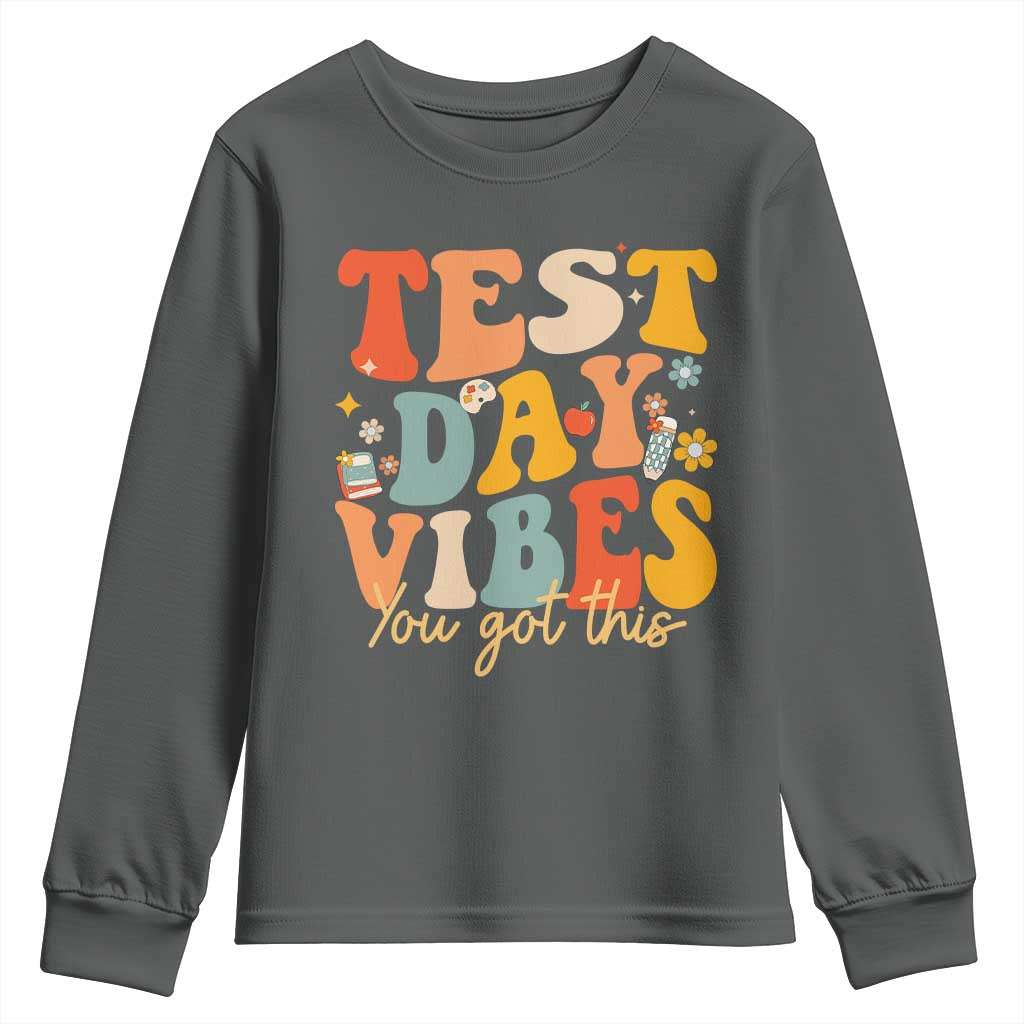 Test Day Vibes Youth Sweatshirt Teacher Groovy Testing Day Exam