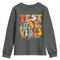 Test Day Vibes Youth Sweatshirt Teacher Groovy Testing Day Exam