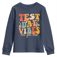 Test Day Vibes Youth Sweatshirt Teacher Groovy Testing Day Exam