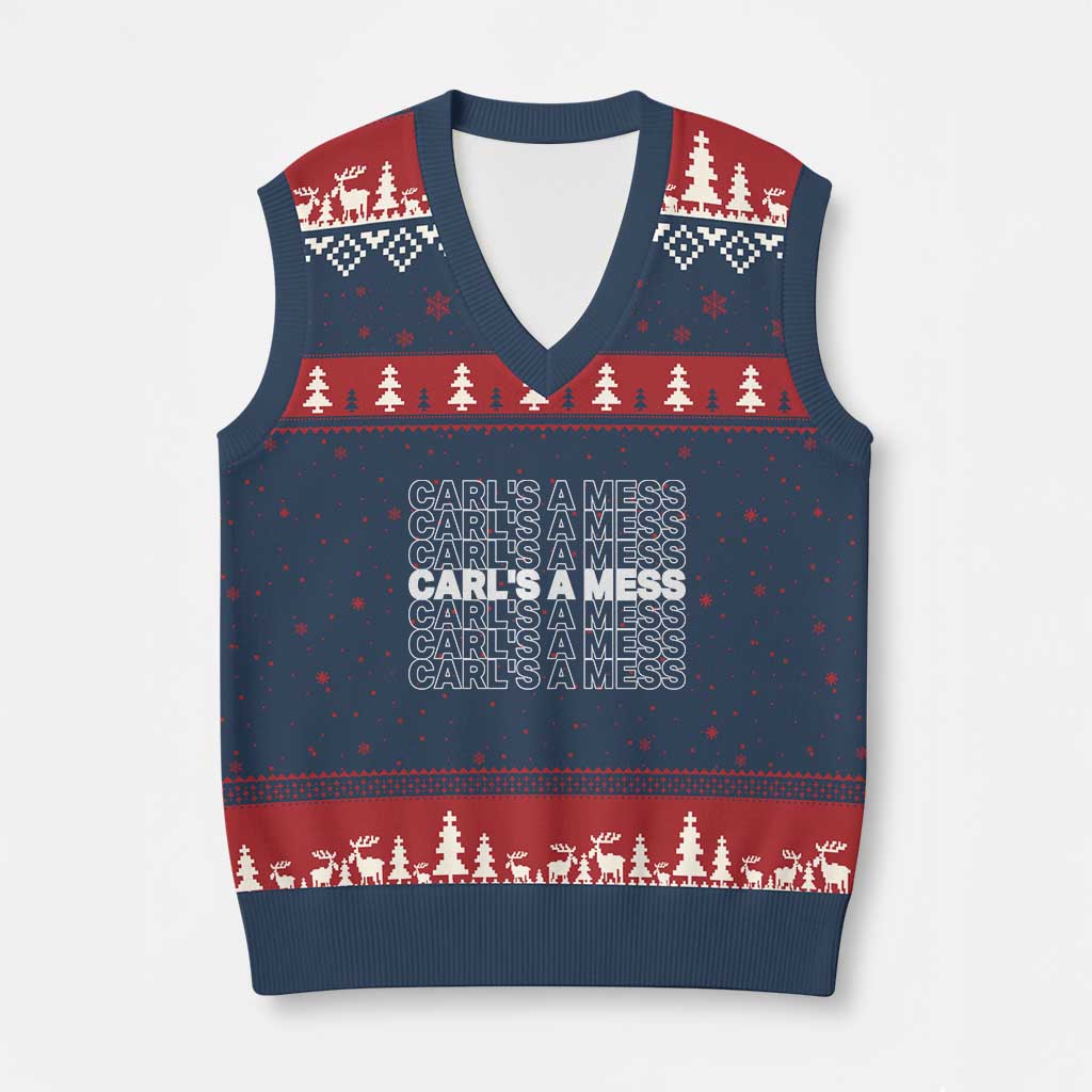 Carl's A Mess V-Neck Knit Sweater Vest Reality TV Funny Meme
