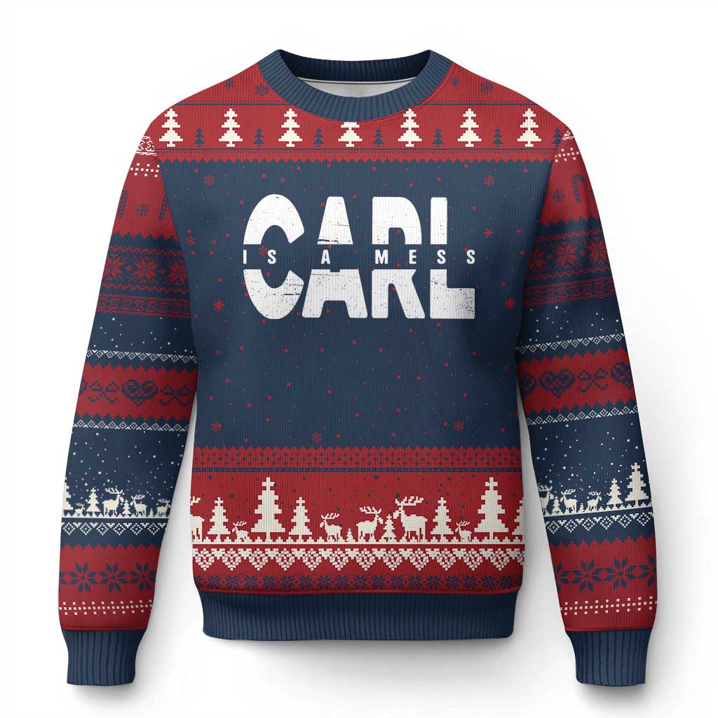 Carl's A Mess Ugly Christmas Sweater Reality TV Viral Meme