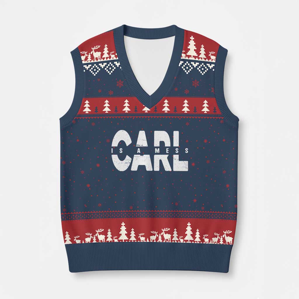 Carl's A Mess V-Neck Knit Sweater Vest Reality TV Viral Meme