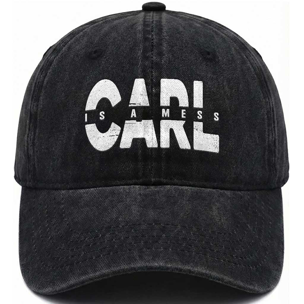 Carl's A Mess Washed Cotton Baseball Cap Reality TV Viral Meme