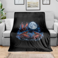 Three Crawfish Moon Throw Blanket Lobster Howling To The Moon Vintage Moon Animals