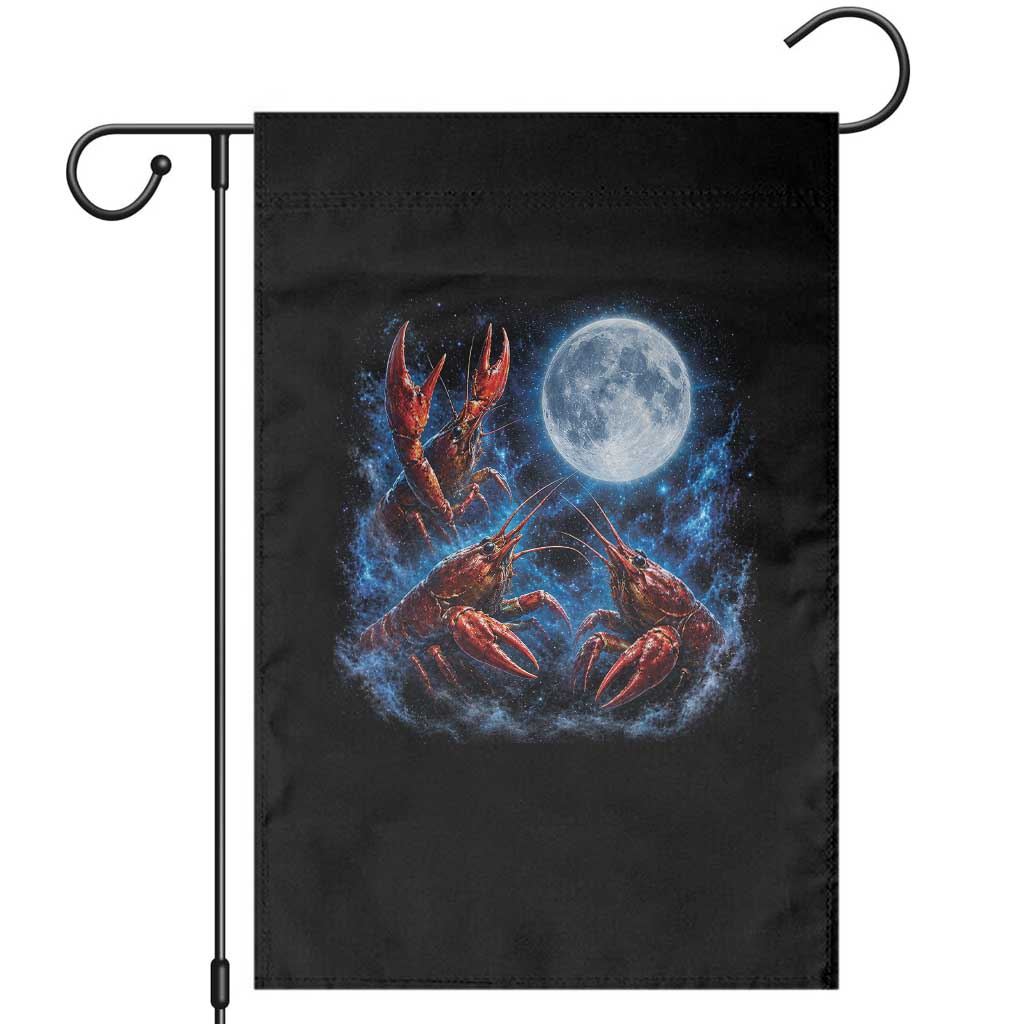 Three Crawfish Moon Garden Flag Lobster Howling To The Moon Vintage Moon Animals