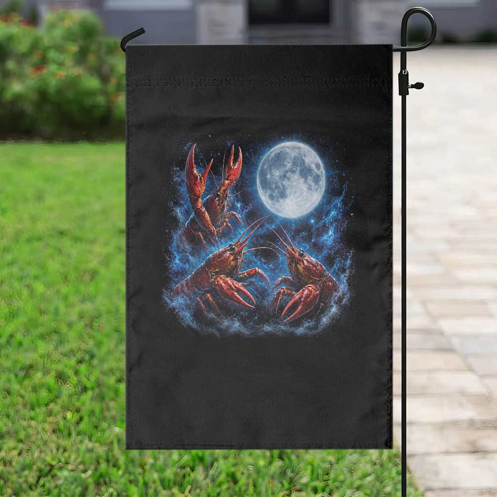 Three Crawfish Moon Garden Flag Lobster Howling To The Moon Vintage Moon Animals