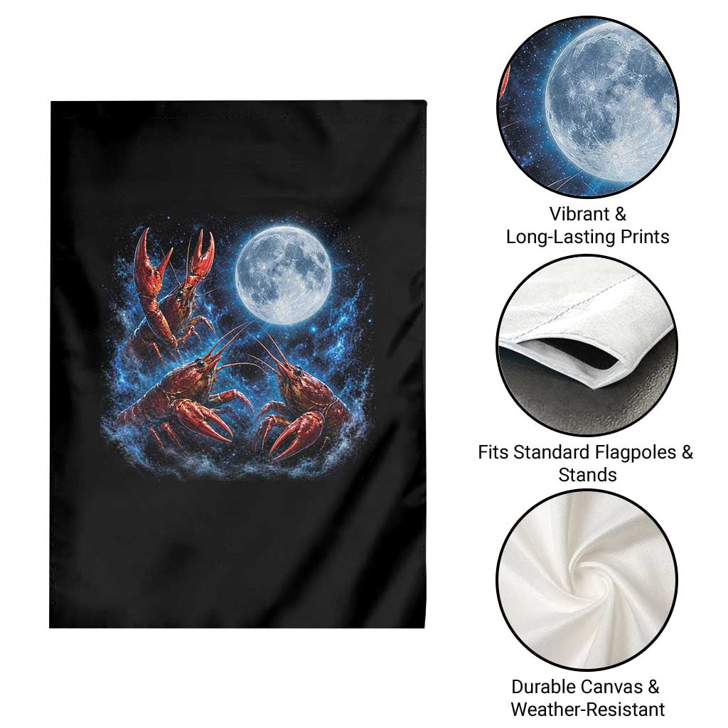 Three Crawfish Moon Garden Flag Lobster Howling To The Moon Vintage Moon Animals