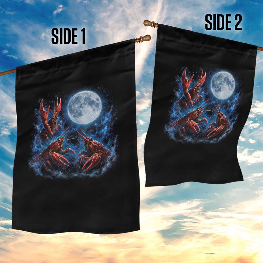 Three Crawfish Moon Garden Flag Lobster Howling To The Moon Vintage Moon Animals