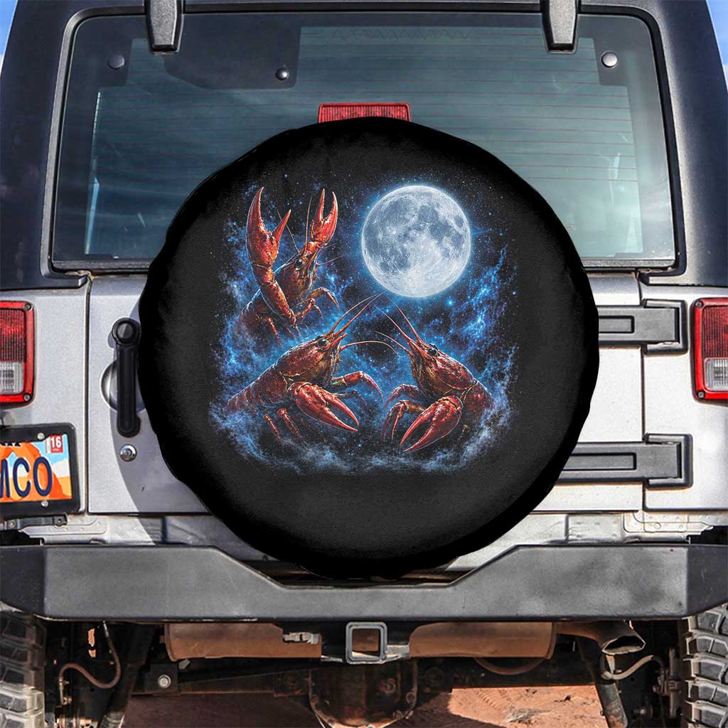Three Crawfish Moon Spare Tire Cover Lobster Howling To The Moon Vintage Moon Animals