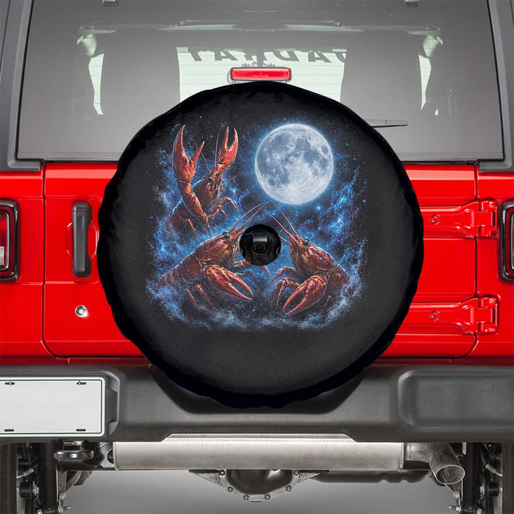 Three Crawfish Moon Spare Tire Cover Lobster Howling To The Moon Vintage Moon Animals