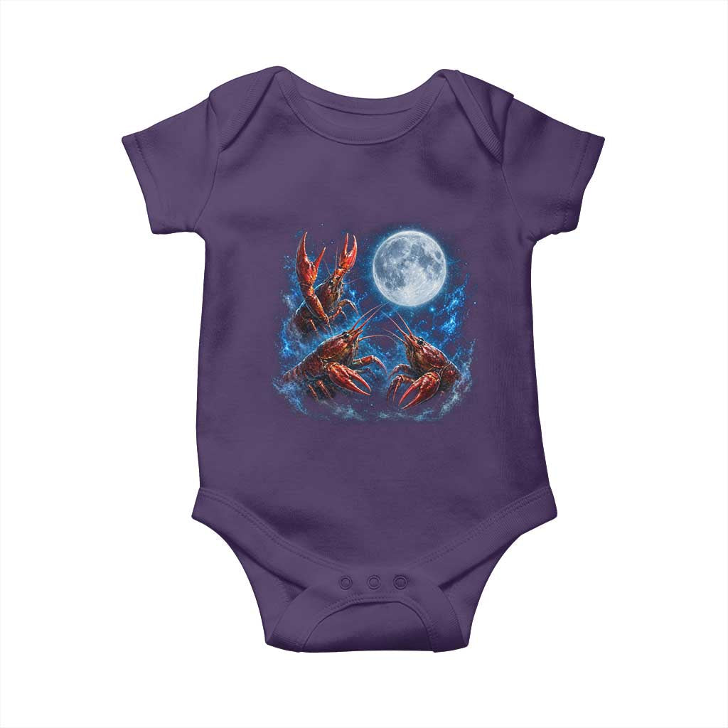 Three Crawfish Moon Baby Onesie Lobster Howling To The Moon Vintage Moon Animals