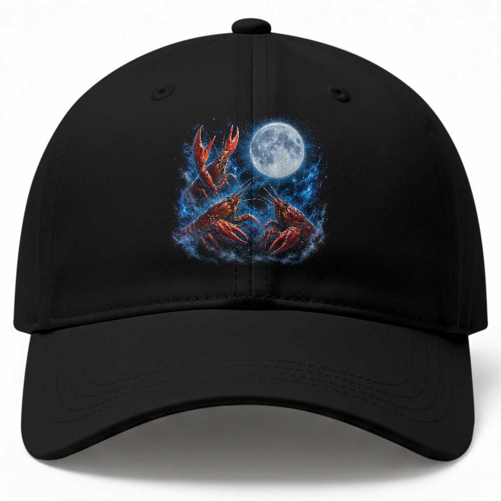 Three Crawfish Moon Baseball Cap Lobster Howling To The Moon Vintage Moon Animals