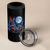 Three Crawfish Moon 4 in 1 Can Cooler Tumbler Lobster Howling To The Moon Vintage Moon Animals