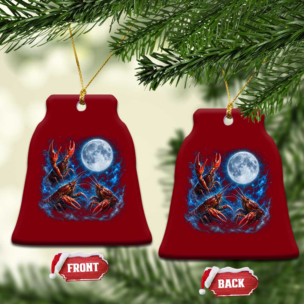 Three Crawfish Moon Ceramic Ornament Lobster Howling To The Moon Vintage Moon Animals