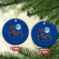 Three Crawfish Moon Ceramic Ornament Lobster Howling To The Moon Vintage Moon Animals