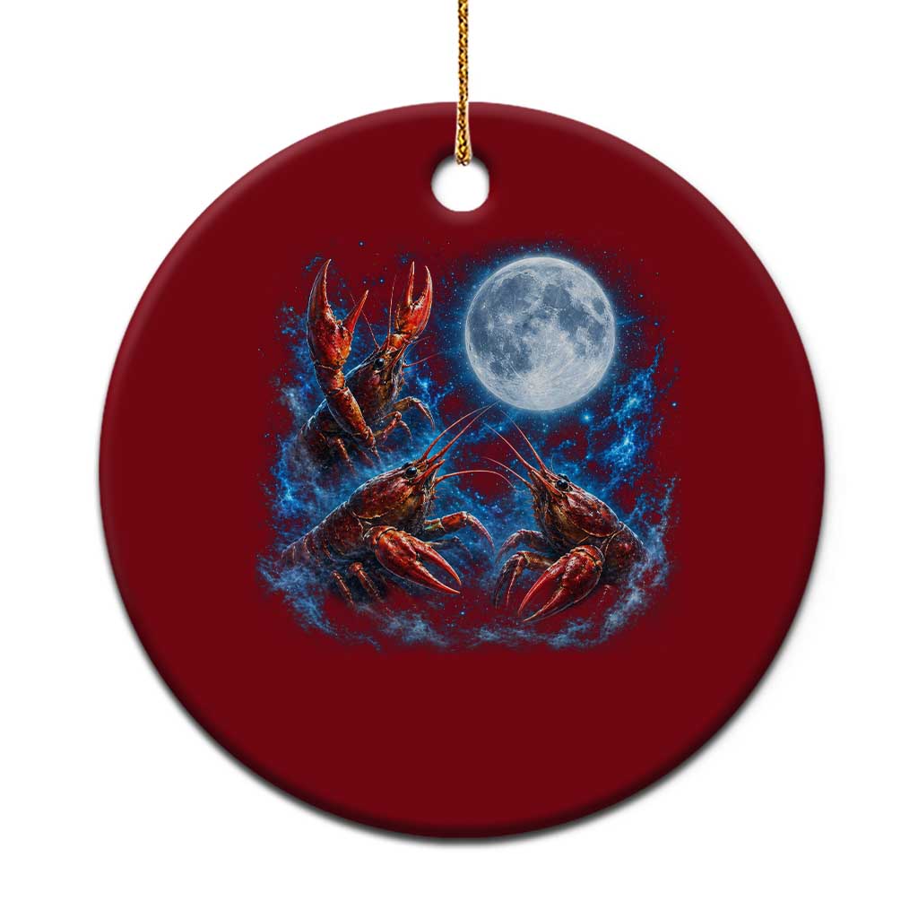Three Crawfish Moon Ceramic Ornament Lobster Howling To The Moon Vintage Moon Animals