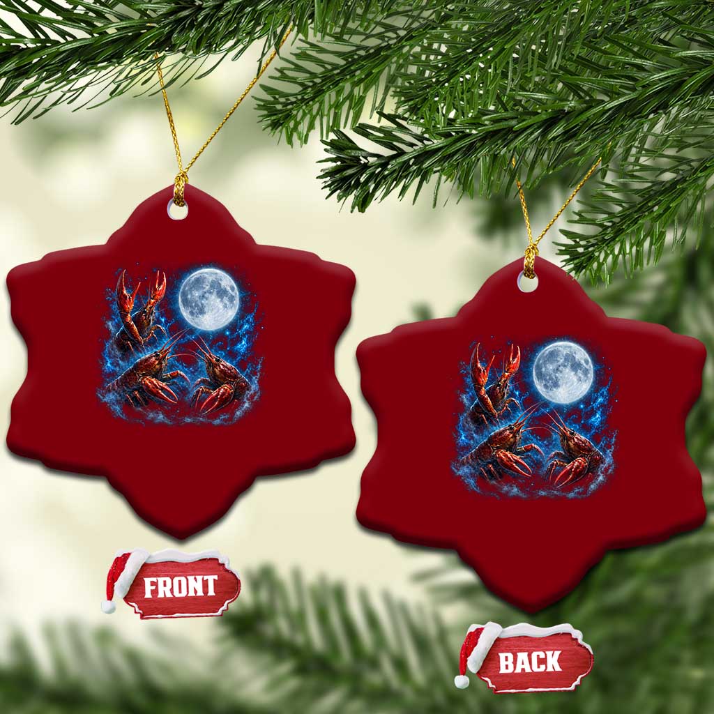 Three Crawfish Moon Ceramic Ornament Lobster Howling To The Moon Vintage Moon Animals