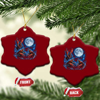 Three Crawfish Moon Ceramic Ornament Lobster Howling To The Moon Vintage Moon Animals