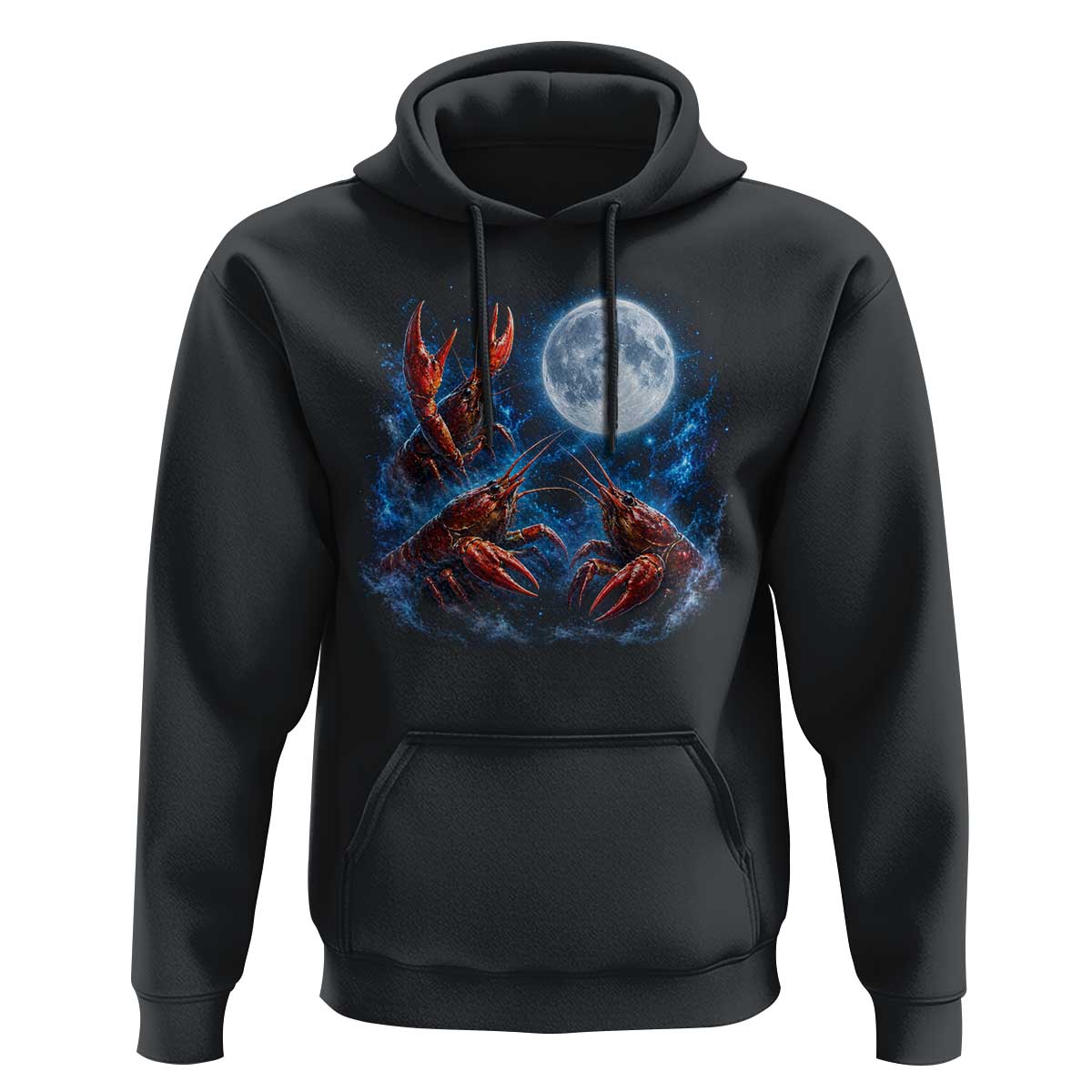 Three Crawfish Moon Hoodie Lobster Howling To The Moon Vintage Moon Animals