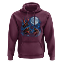Three Crawfish Moon Hoodie Lobster Howling To The Moon Vintage Moon Animals