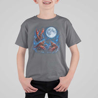 Three Crawfish Moon T Shirt For Kid Lobster Howling To The Moon Vintage Moon Animals