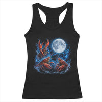 Three Crawfish Moon Racerback Tank Top Lobster Howling To The Moon Vintage Moon Animals