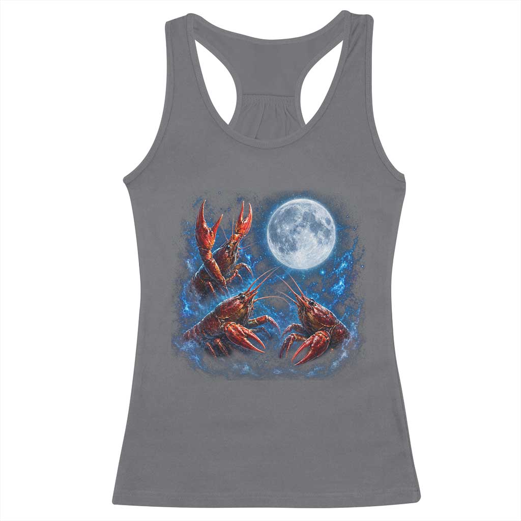 Three Crawfish Moon Racerback Tank Top Lobster Howling To The Moon Vintage Moon Animals