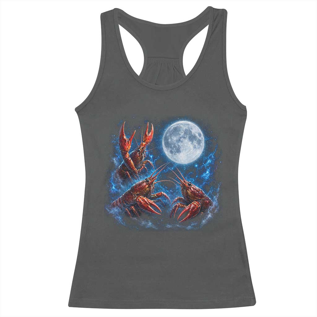 Three Crawfish Moon Racerback Tank Top Lobster Howling To The Moon Vintage Moon Animals