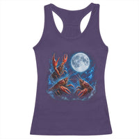 Three Crawfish Moon Racerback Tank Top Lobster Howling To The Moon Vintage Moon Animals