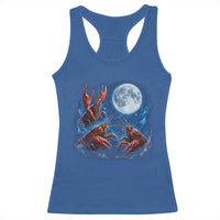 Three Crawfish Moon Racerback Tank Top Lobster Howling To The Moon Vintage Moon Animals