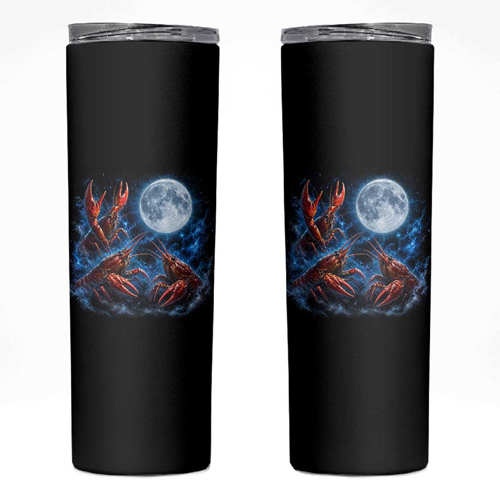 Three Crawfish Moon Skinny Tumbler Lobster Howling To The Moon Vintage Moon Animals