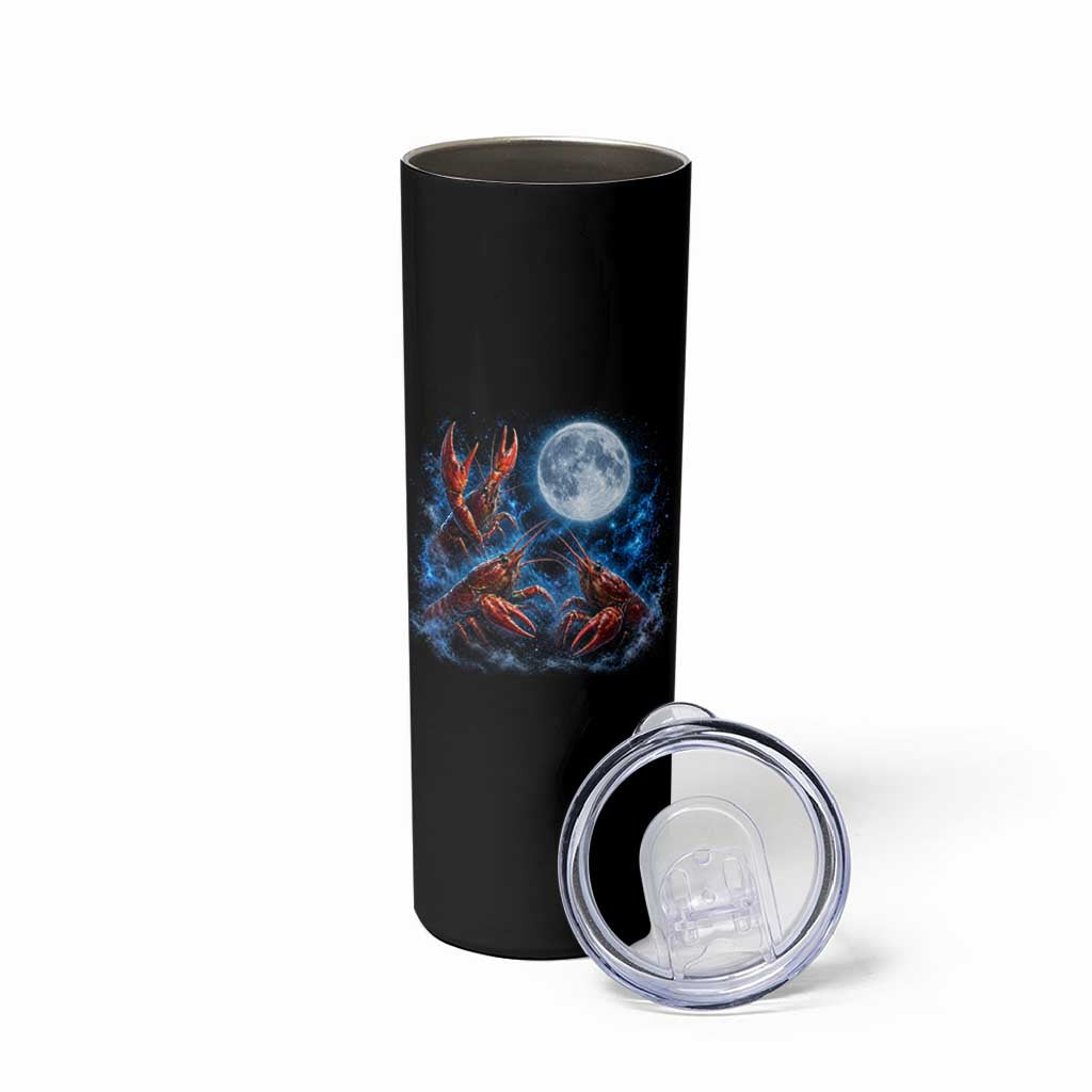 Three Crawfish Moon Skinny Tumbler Lobster Howling To The Moon Vintage Moon Animals