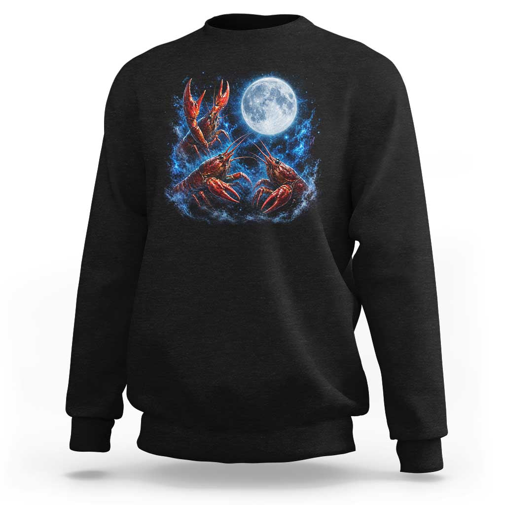 Three Crawfish Moon Sweatshirt Lobster Howling To The Moon Vintage Moon Animals
