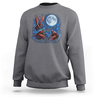 Three Crawfish Moon Sweatshirt Lobster Howling To The Moon Vintage Moon Animals