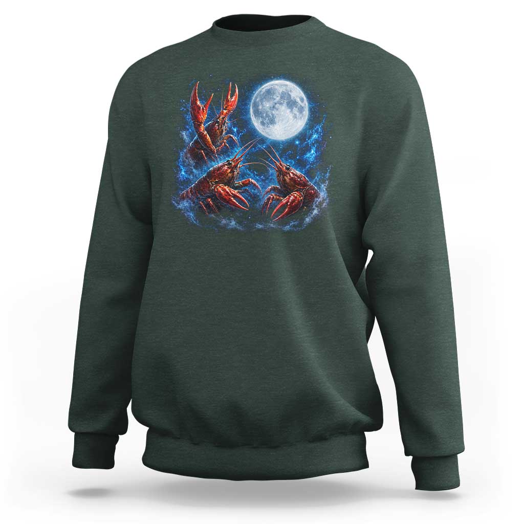 Three Crawfish Moon Sweatshirt Lobster Howling To The Moon Vintage Moon Animals