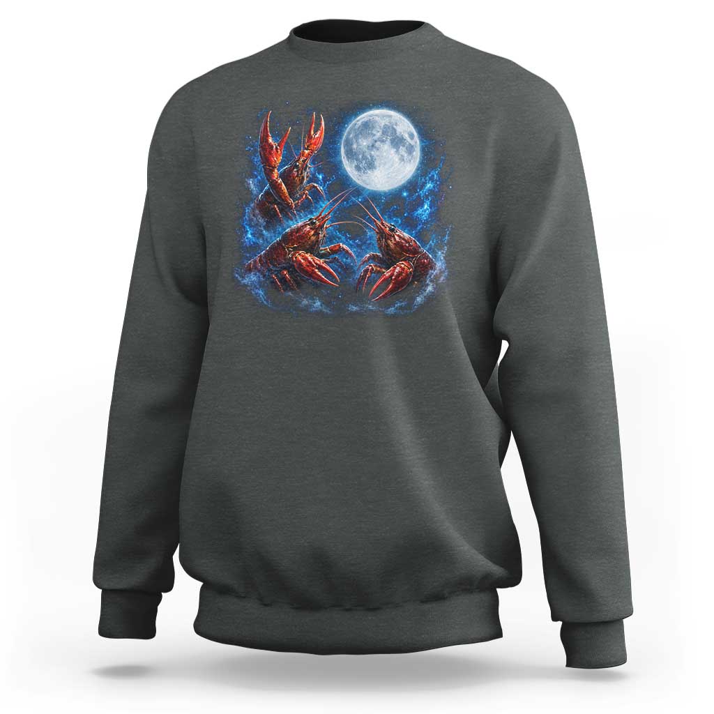 Three Crawfish Moon Sweatshirt Lobster Howling To The Moon Vintage Moon Animals