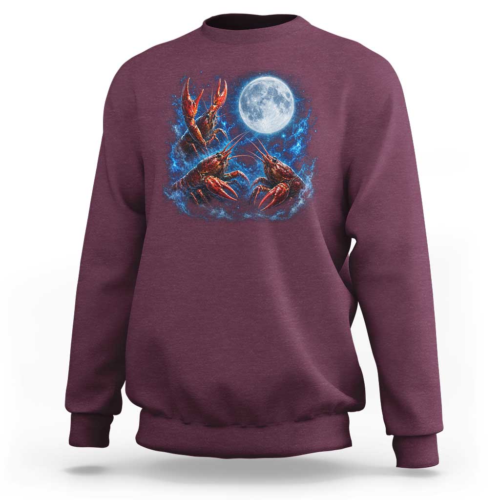 Three Crawfish Moon Sweatshirt Lobster Howling To The Moon Vintage Moon Animals