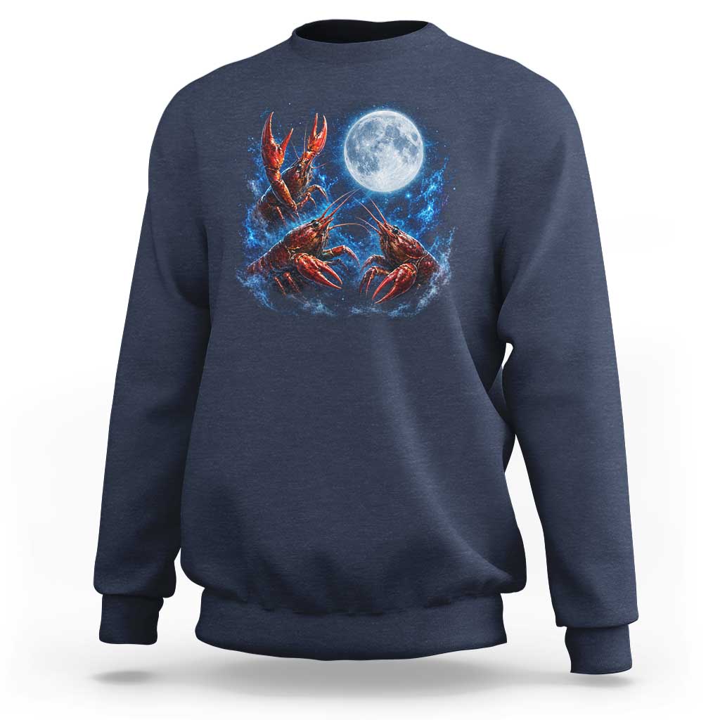 Three Crawfish Moon Sweatshirt Lobster Howling To The Moon Vintage Moon Animals