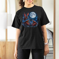 Three Crawfish Moon T Shirt For Women Lobster Howling To The Moon Vintage Moon Animals