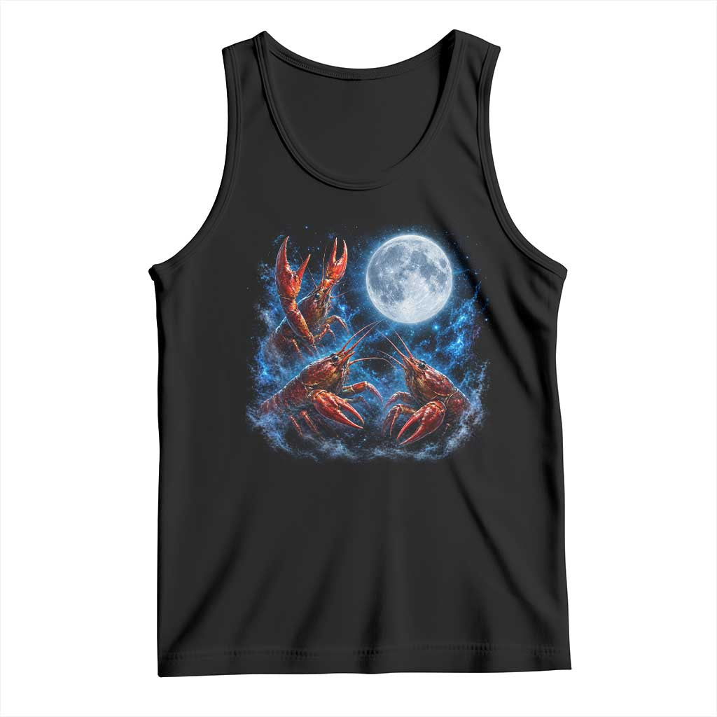 Three Crawfish Moon Tank Top Lobster Howling To The Moon Vintage Moon Animals