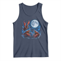 Three Crawfish Moon Tank Top Lobster Howling To The Moon Vintage Moon Animals