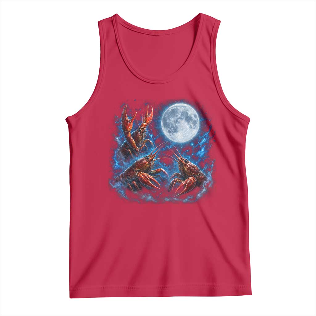 Three Crawfish Moon Tank Top Lobster Howling To The Moon Vintage Moon Animals