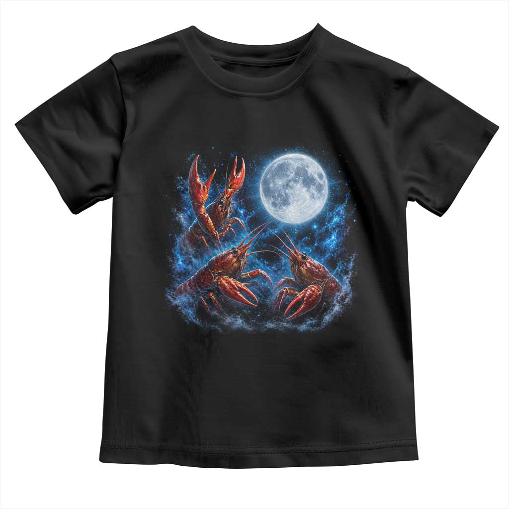 Three Crawfish Moon Toddler T Shirt Lobster Howling To The Moon Vintage Moon Animals