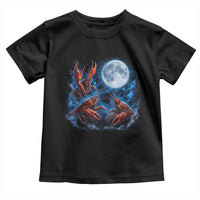 Three Crawfish Moon Toddler T Shirt Lobster Howling To The Moon Vintage Moon Animals