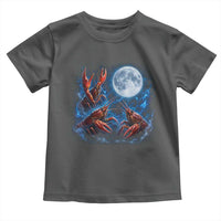 Three Crawfish Moon Toddler T Shirt Lobster Howling To The Moon Vintage Moon Animals