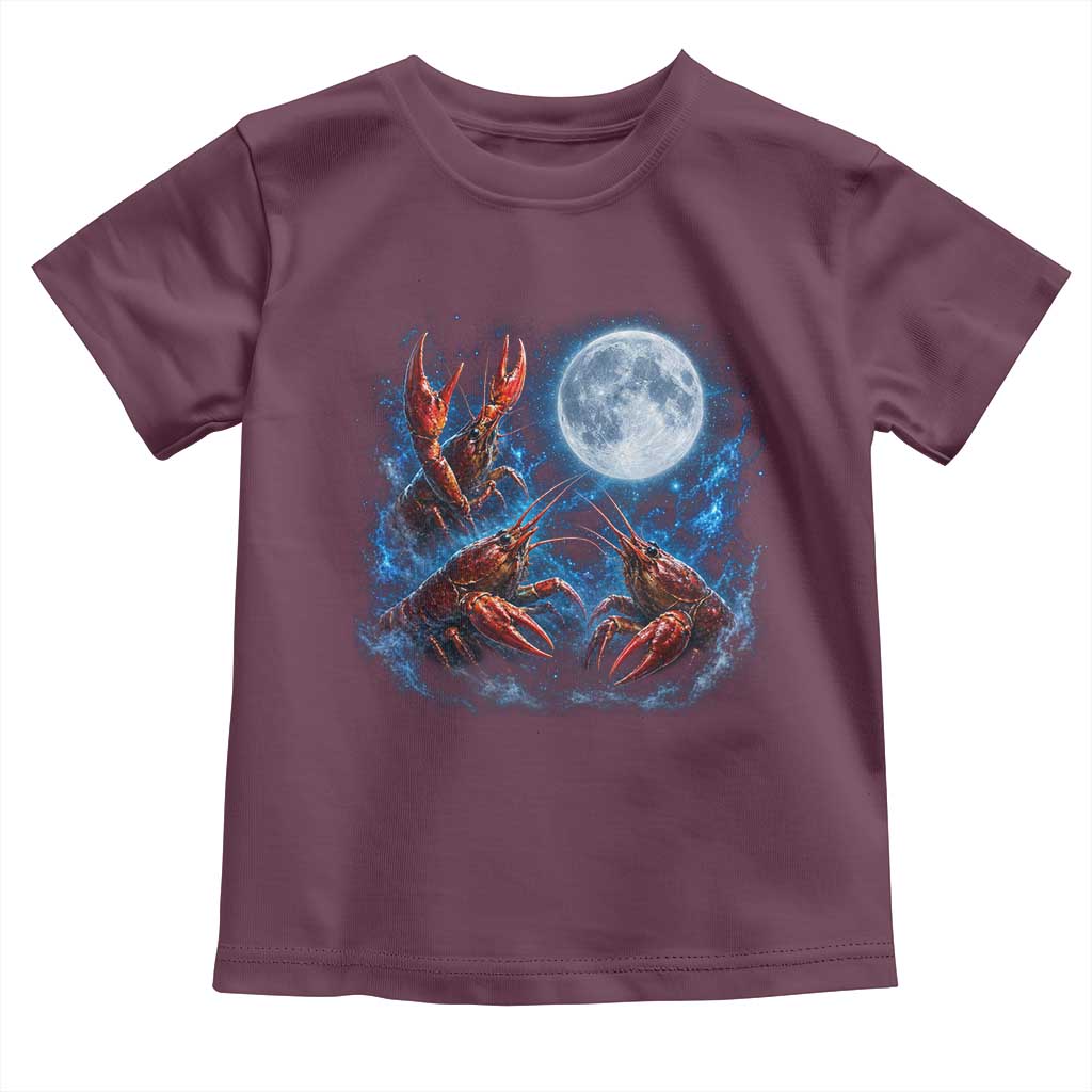 Three Crawfish Moon Toddler T Shirt Lobster Howling To The Moon Vintage Moon Animals