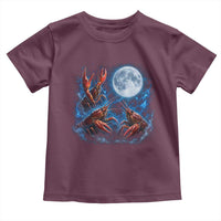 Three Crawfish Moon Toddler T Shirt Lobster Howling To The Moon Vintage Moon Animals