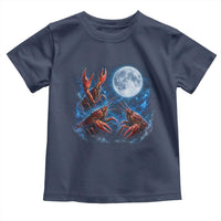 Three Crawfish Moon Toddler T Shirt Lobster Howling To The Moon Vintage Moon Animals