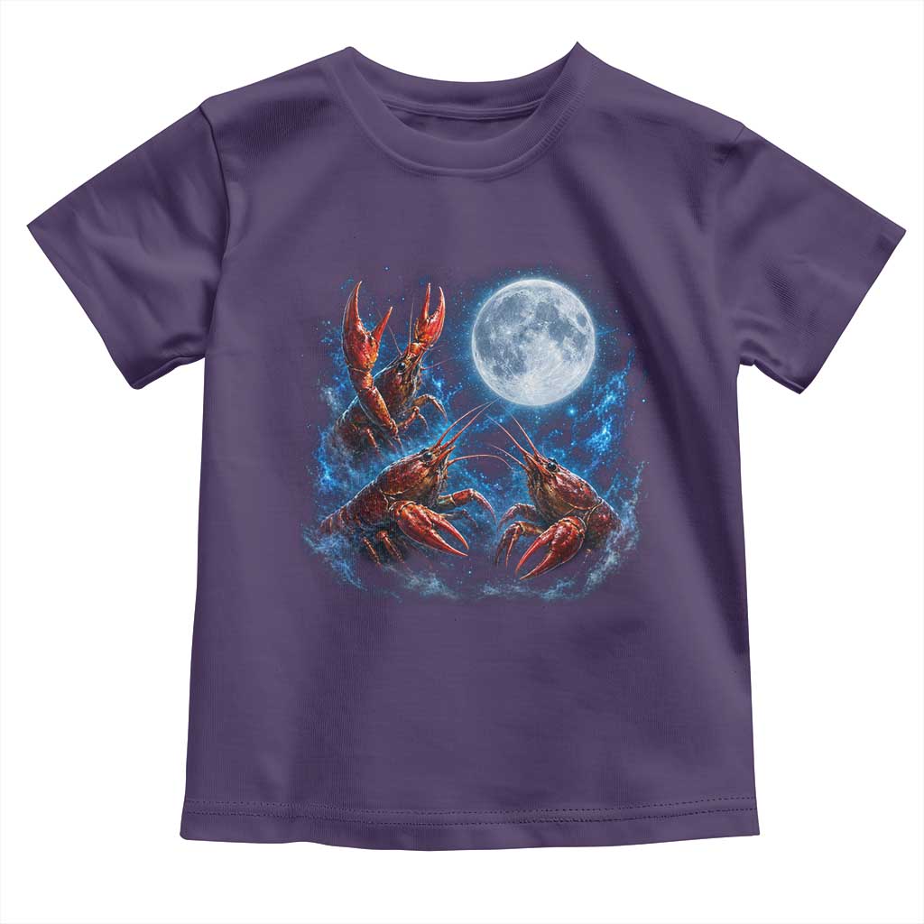 Three Crawfish Moon Toddler T Shirt Lobster Howling To The Moon Vintage Moon Animals